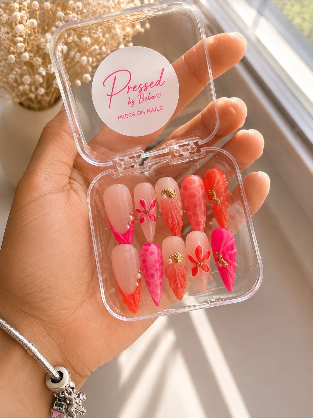 Pressed by Beba Pink & Coral Press-On Nail Set
